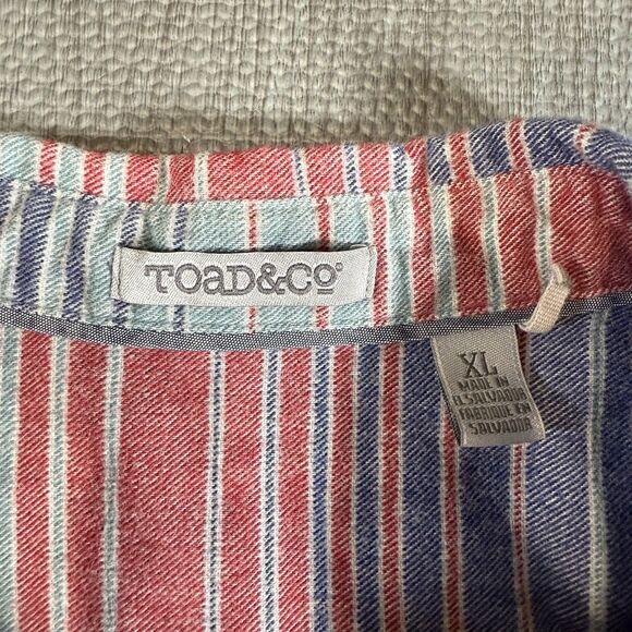 Toad & Co 100% Organic Cotton Women’s Button Down Southwestern Stripes Size XL - Picture 4 of 9